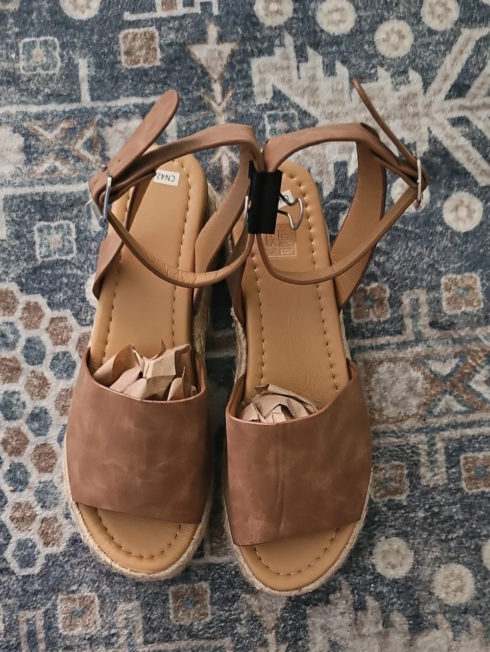 Women’s Brown Ankle-Strap Espadrille Wedge Sandals 10w